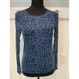 Mesh leopard top in blue